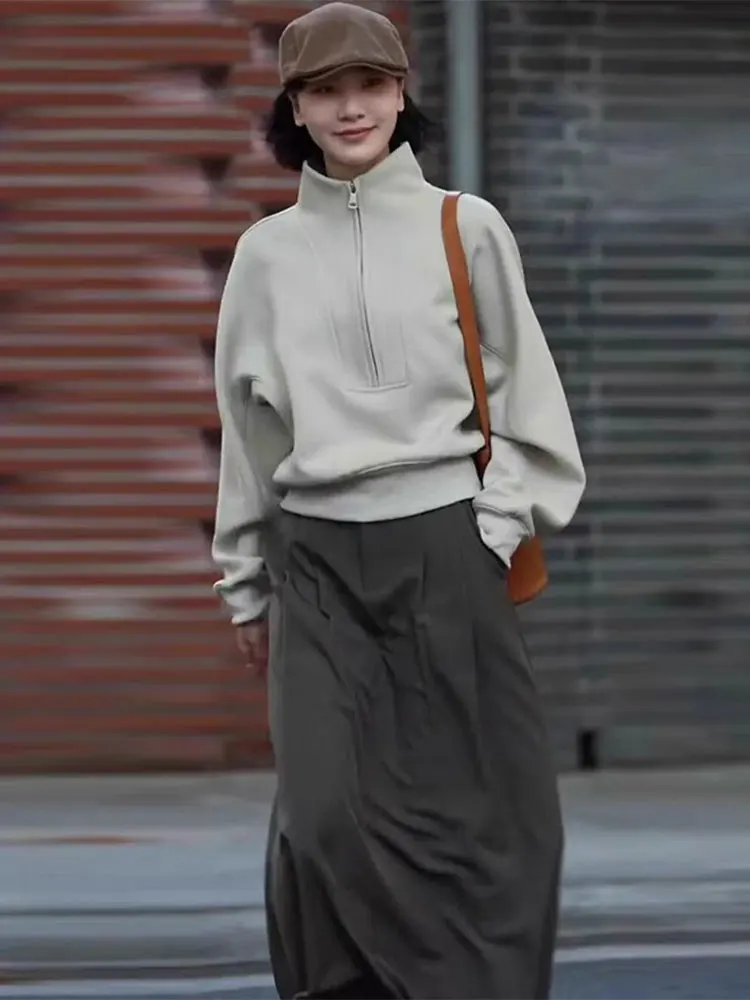 

Женская повседневная толстовка на молнии с капюшоном, модная, свободного кроя, с длинными рукавами, ветрозащитная, для весны и осени