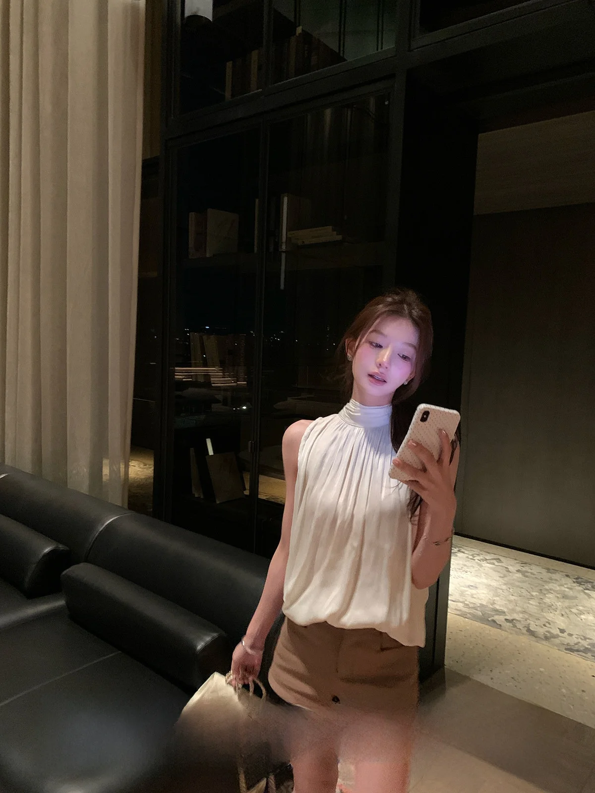 

Топ Yoyozhang Zhang Yuyu из шифона с дизайном «Шелковое перо», двусторонний, без рукавов, с завязками на шее, женский, летний, модный, в корейском стиле