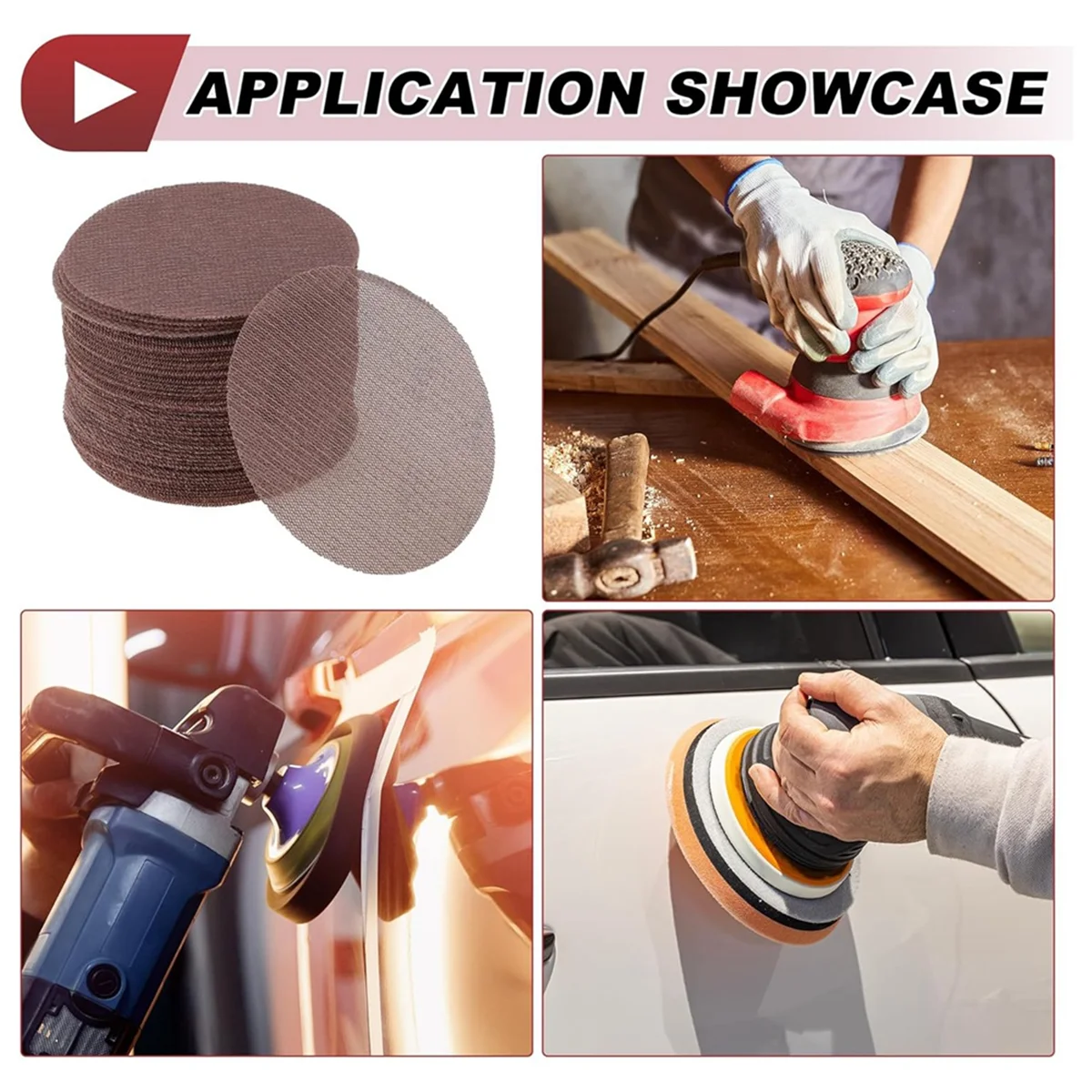 【Home-Tools!】50 Pcs 5 Inch Abranet Sanding Mesh Anti-Clog Hook Loop Dust Free Net Sandpaper 400 Grit Brown Aluminum Oxide