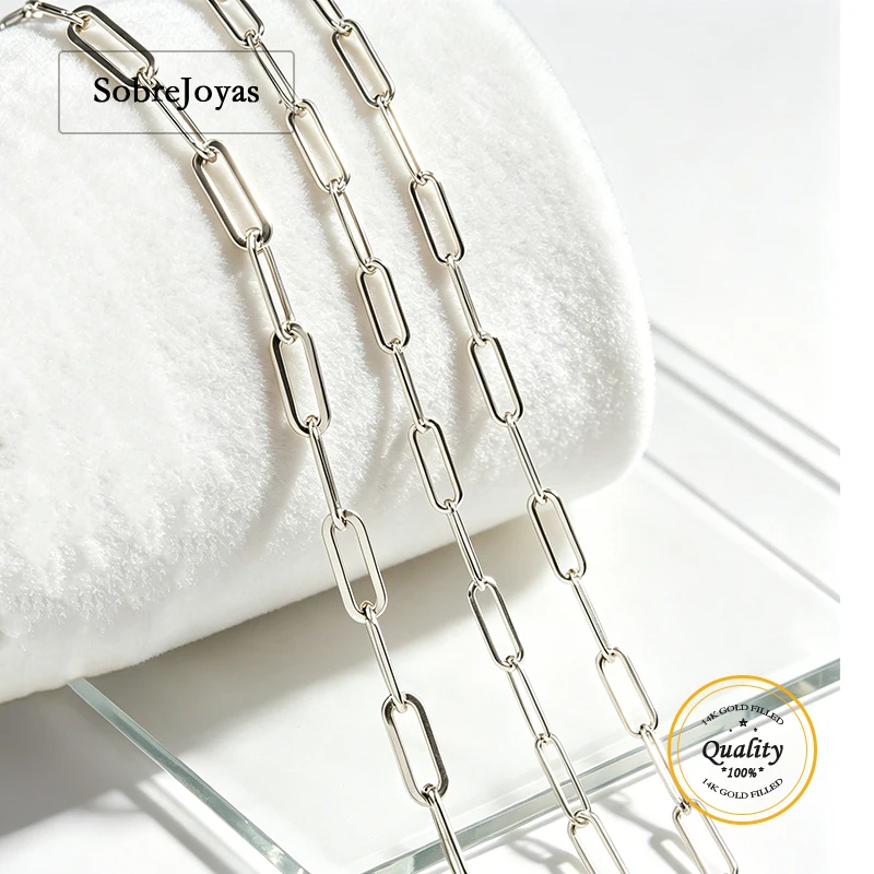 925 Sterling Silver Flat Paperclip Chain 2.5x6.5mm Minimalist Unfinished Necklace DIY Jewelry Silver Accessories