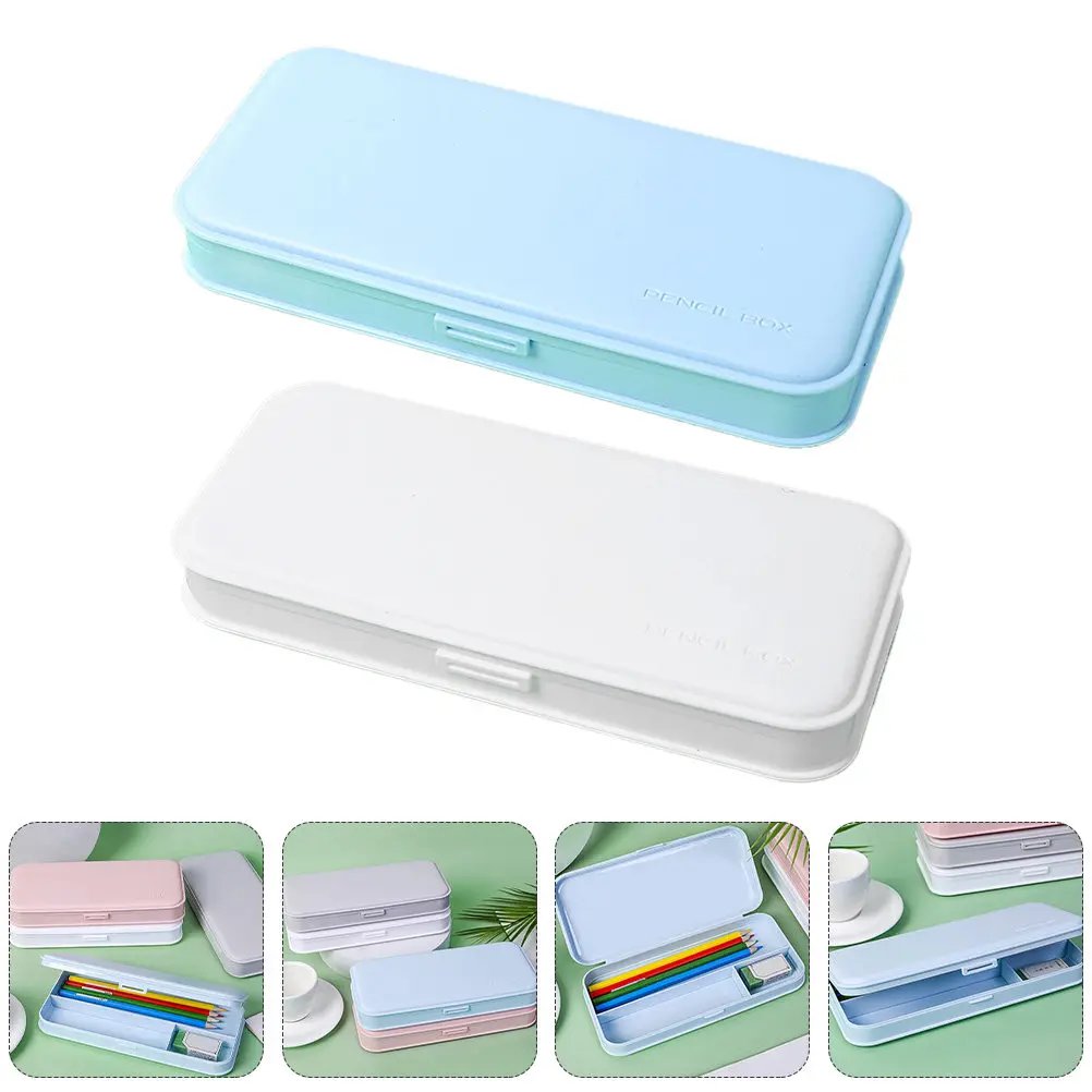 

2Pcs Portable Pen Storage Case Durable Practical Stationery Design Compact Size Multi-Functional Pencil Holder