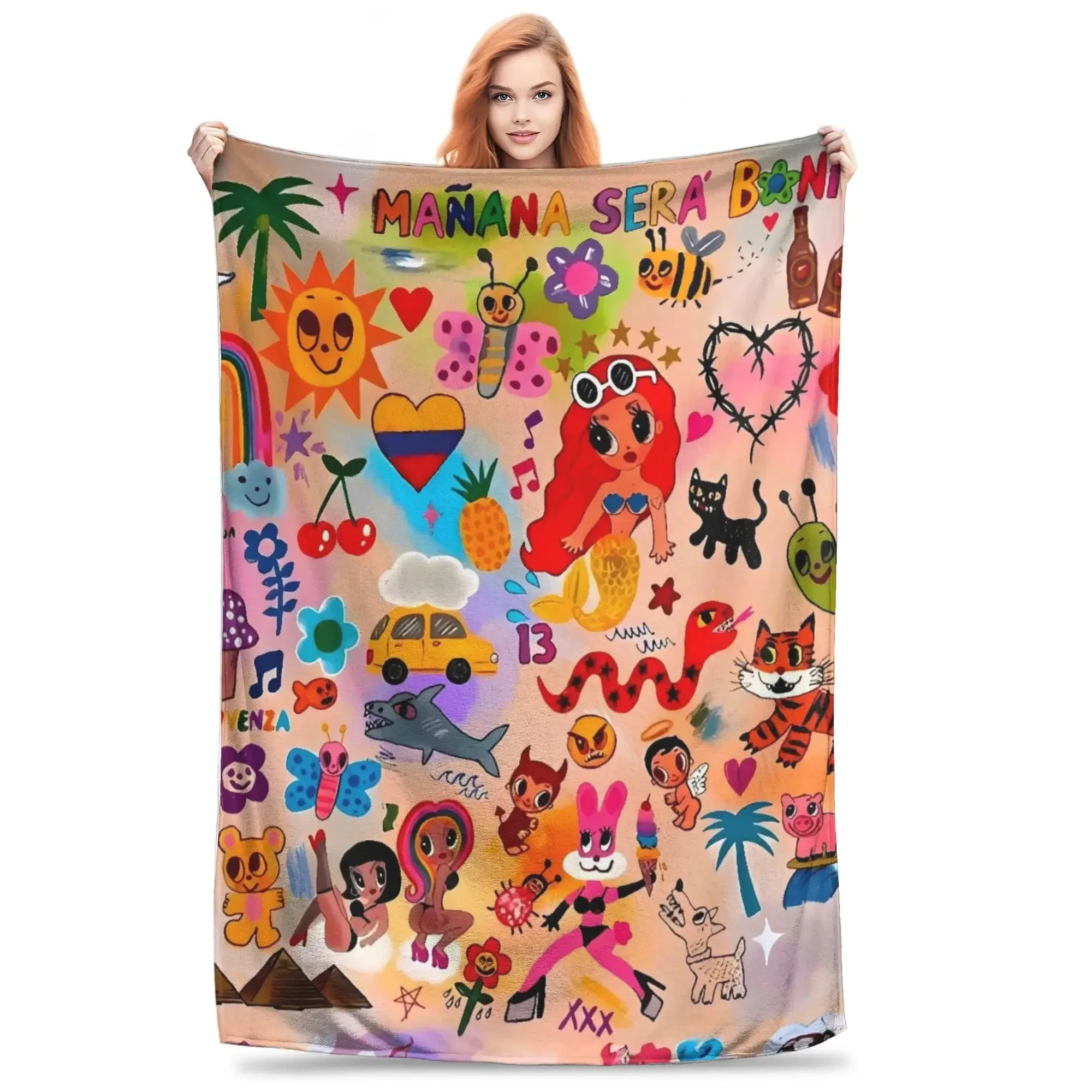 

Плюшевый плед Manana Sera Bonito Karol G: Теплый, мягкий, эстетичный, для детей, для гостиной, фланелевое покрывало, накидка на диван/кровать