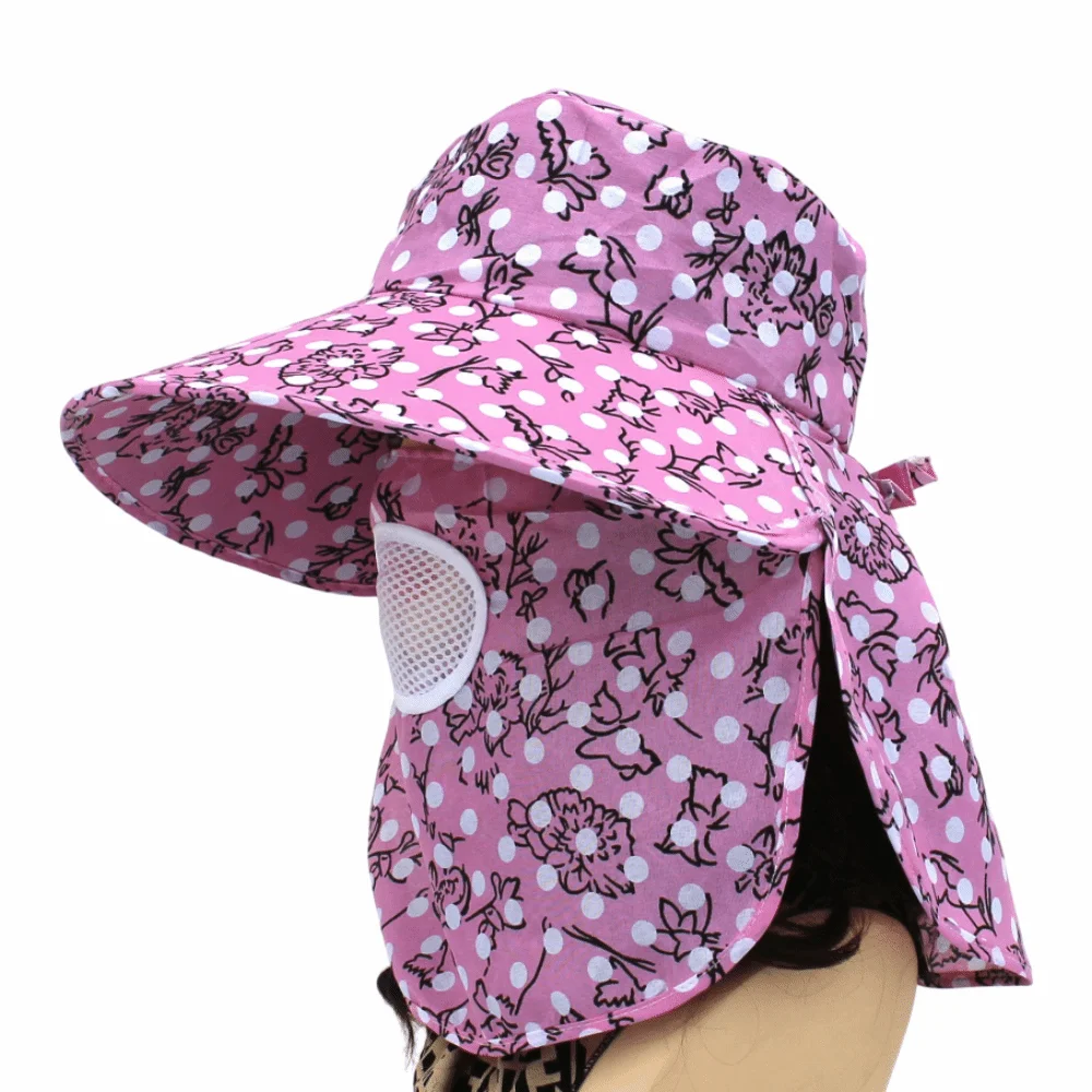 

Wide Brim Face Mask Sun Hat Breathable Lightweight Tea Picking Work Hat Full Wrap UV Protection Bucket Hat Summer Outdoor