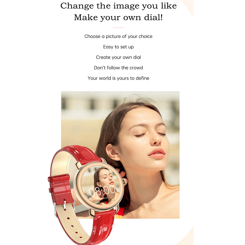 สมาร์ทวอทช์กันน้ำสำหรับผู้หญิงมีสมาร์ทวอท์ชใหม่ควบคุมด้วย BT เครื่องวัดความดันโลหิตวัดอัตราการเต้นของหัวใจออกซิเจน