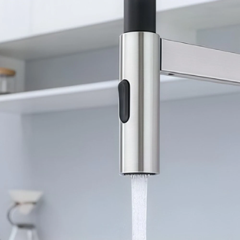 304 Stainless Steel Kitchen Sink Faucet Two Mode Water Out , Hose Pull Down 360 Rotation , Mixer Cold & Hot Water ,Ceremic Core