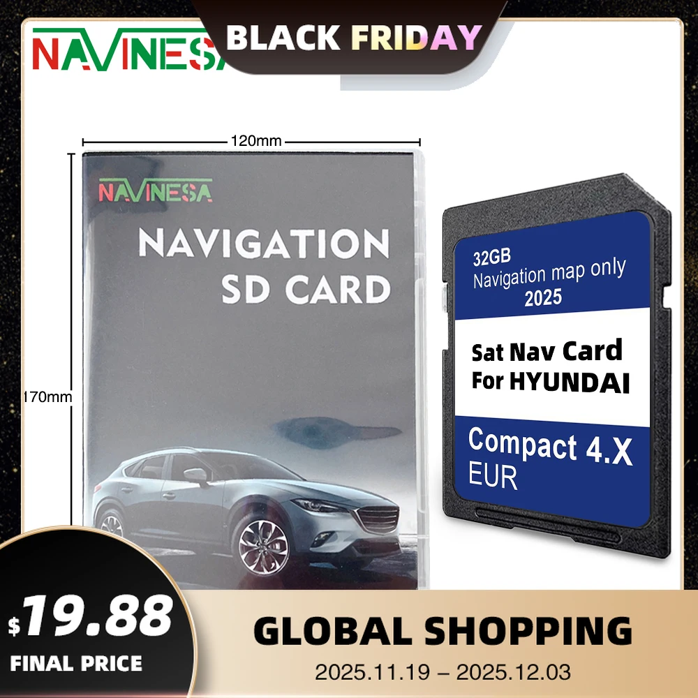 

Memory Card for Hyundai H350/i40/i40 VF IA/i40 VF SD/i40 VF SD IA Car 2025 Navigation GEN4 32GB Compact 4.X GPS Map EU Sat Nav