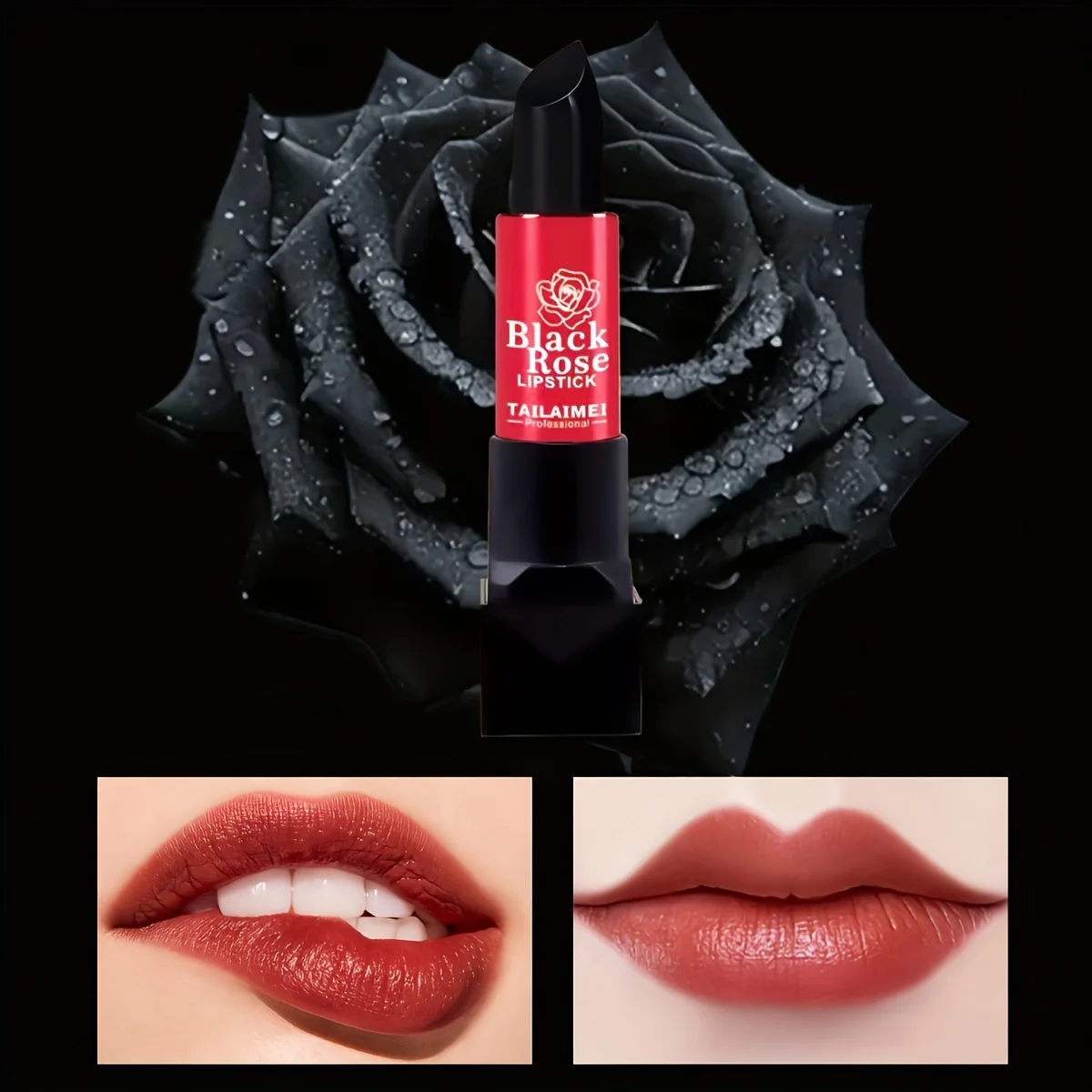 Rossetto Black Rose, lucentezza rossa opaca, tazza antiaderente a lunga durata, trucco balsamo labbra idratante