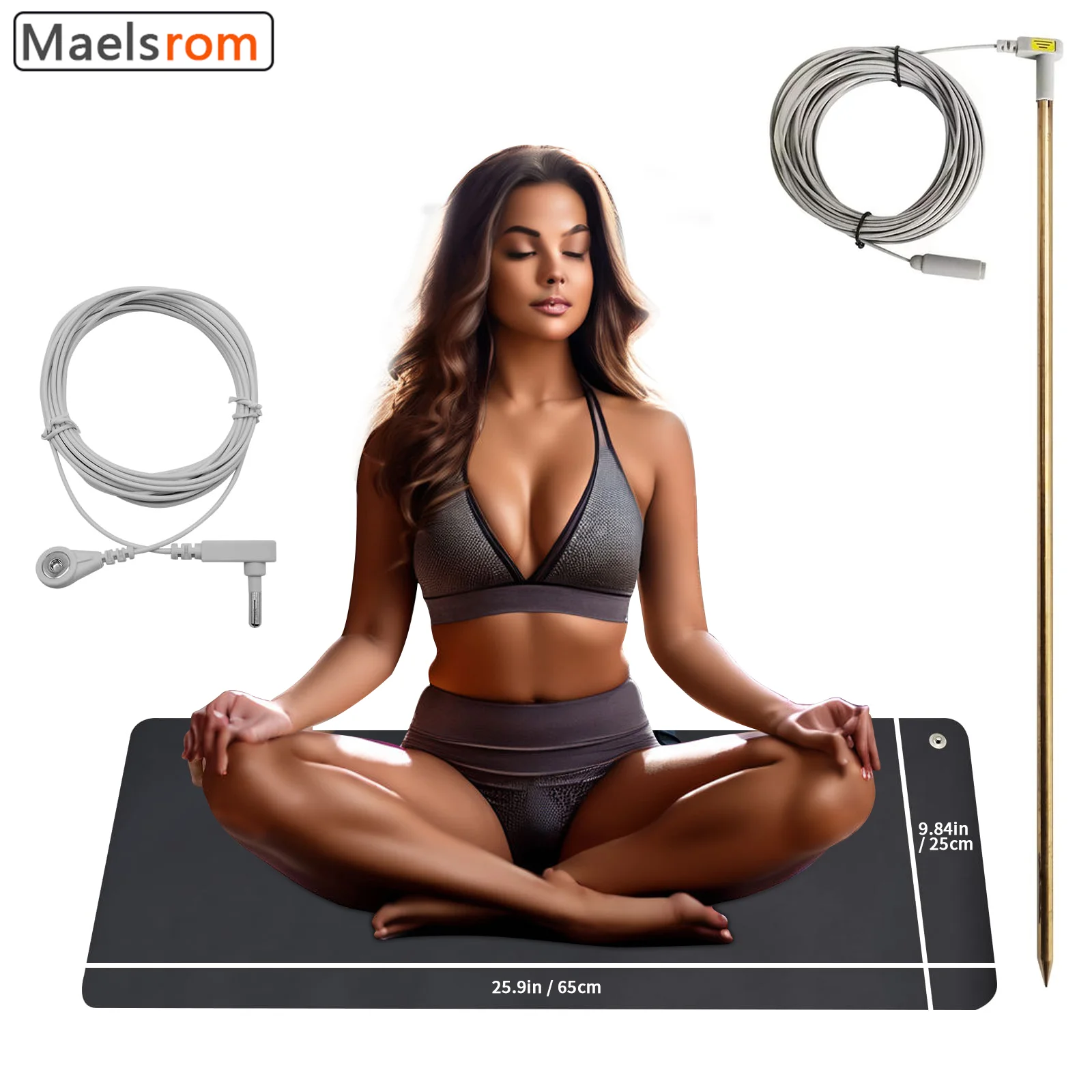 

Earthing Grounding 25X65CM Foot Mat and Inflammation Reconnect to The Earth EMF Recovery with Copper Grounded Rod To Improve En