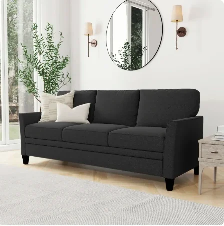 Mainstays Auden 3 Seat Classic Modern Sofa, Black