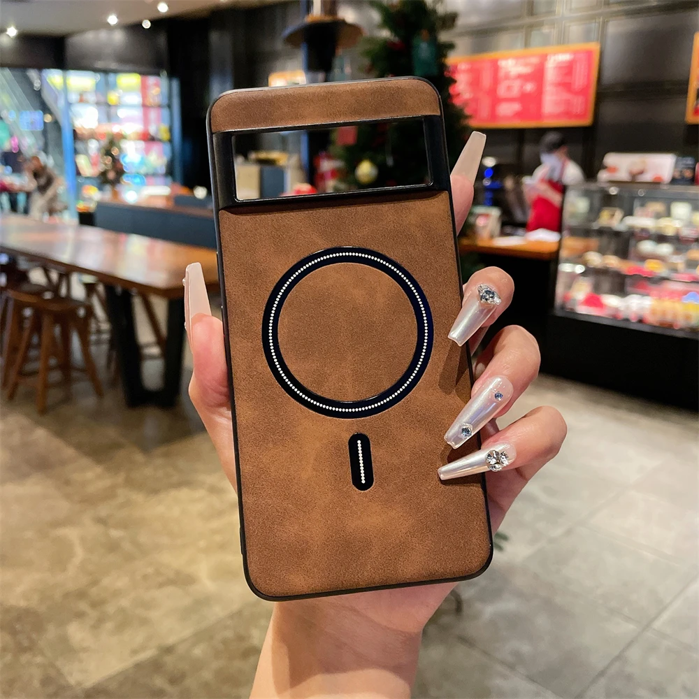 Luxury Retro Sheepskin Magnetic Phone Cases For Google Pixel 9 9pro XL 8A 8 Pro Pixel7 7A For Magsafe Wireless Charging Cover