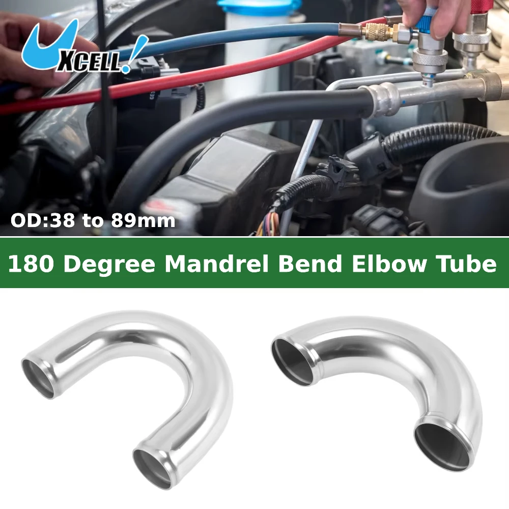 Uxcell 38/51/57/63/70/76/89mm OD 180 Degree Aluminum Alloy Bend Elbow Tube Intercooler Pipe Polishing Air Intake Pipe 100mm Long