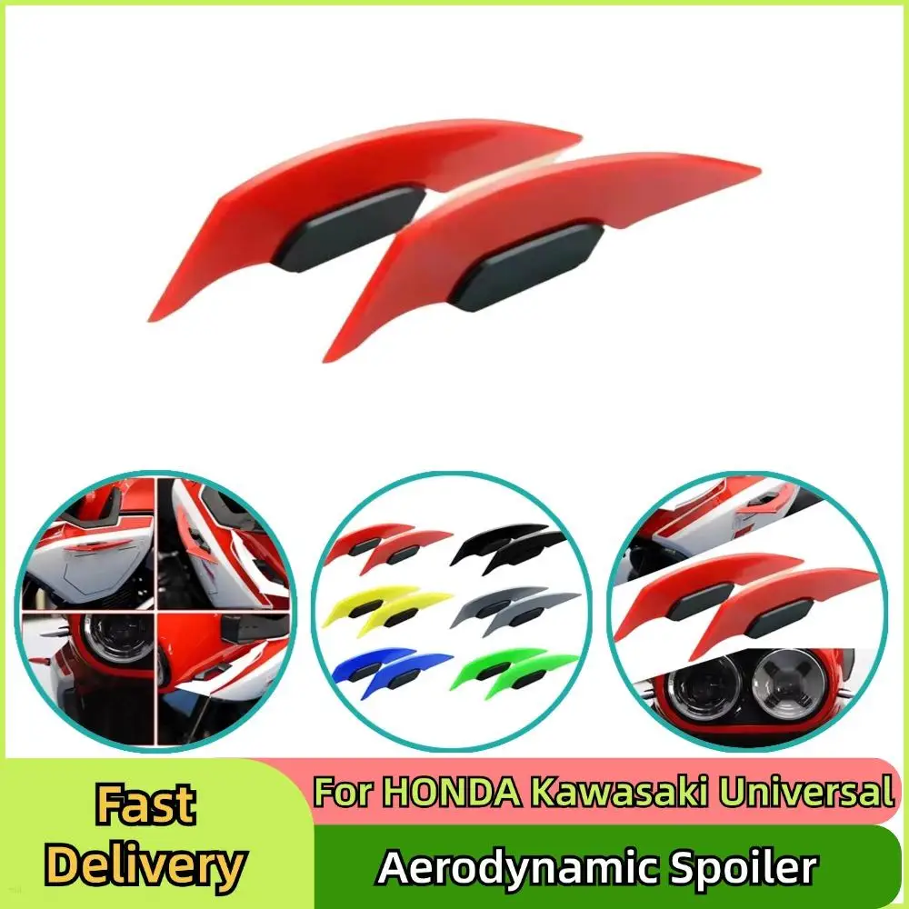 1Pair Motorcycle Winglet Aerodynamic Spoiler Dynamic Wing For HONDA Kawasaki Universal Adhesive Decoration Sticker For Motorbike