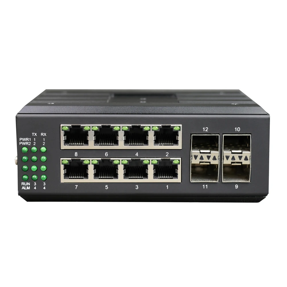 Managed 8 Port Gigabit Ethernet and 4 Port Gigabit SFP Industrial Switch With Serial RS485 Modbus and POE Optional