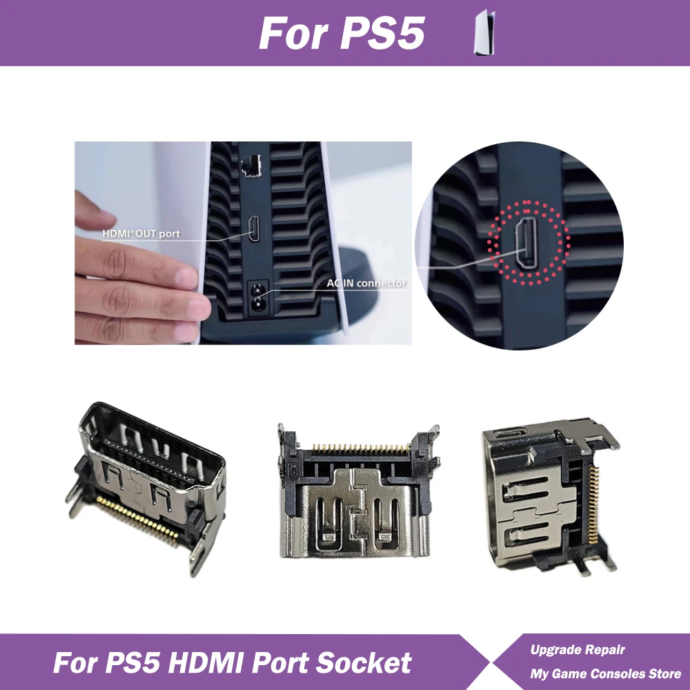 

5pcs for Sony PS5 HDMI Jack Port Socket Interface Connector Replacement for PlayStation 5 Motherboard Soldering HDMI Port