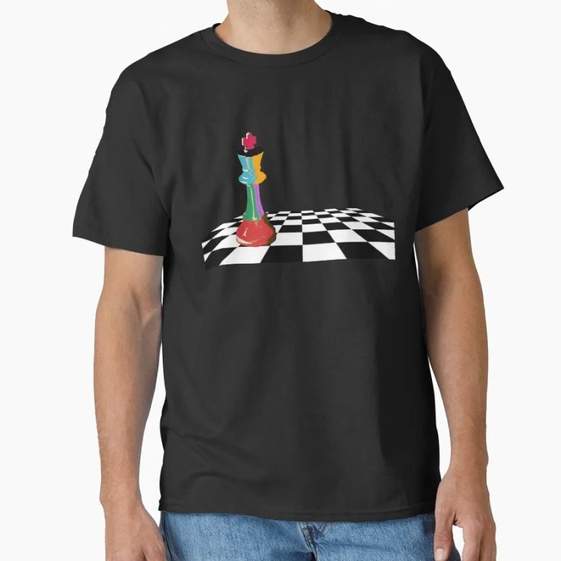 

Colored Chess King Piece on Chessboard Win or Learn Strategy Game Funny gift T-shirt chess lover Large size Tops S-6xl