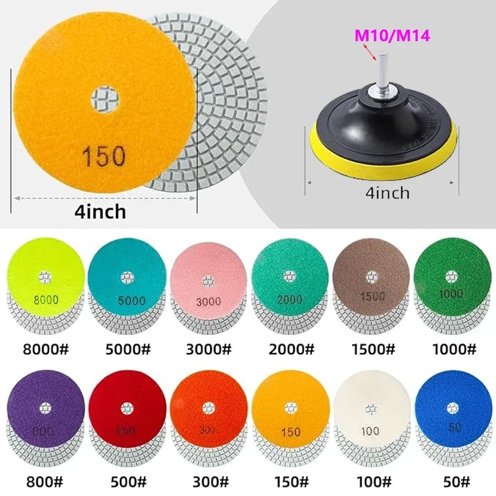 7-18 Stück 3/4/5/6/7 Zoll Diamant-Polierpads Trocken/Nass Polierscheiben Schleifscheiben Polierer Diamant-Handpolierpads Set – Detail 3