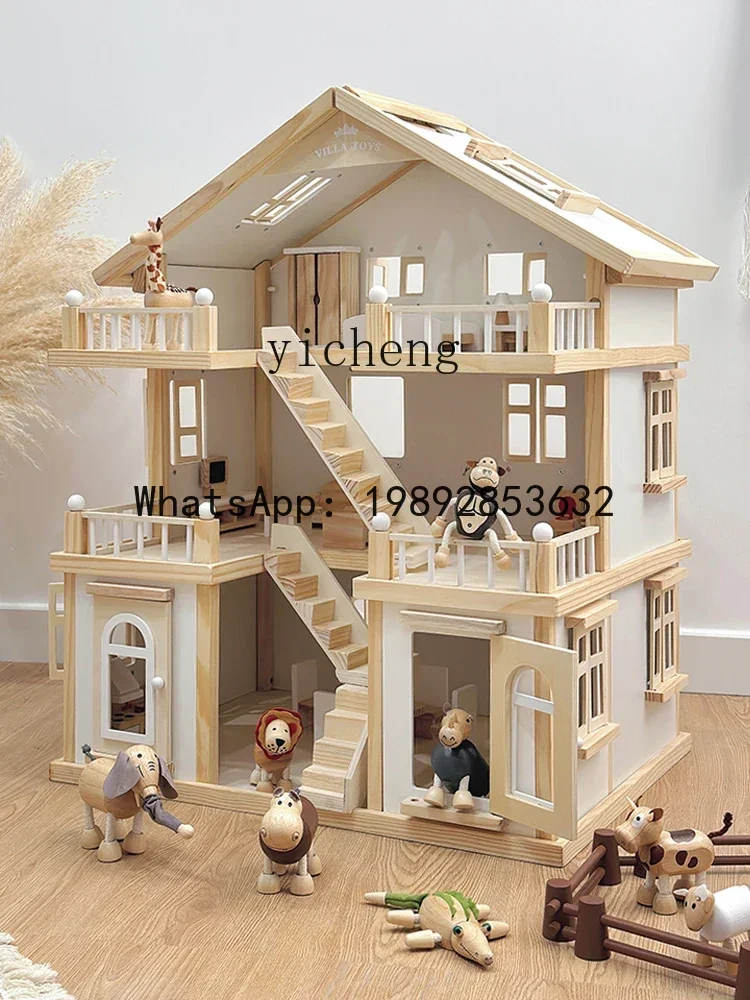 어린이 시뮬레이션 빌라 하우스 장난감 교육용 성 가구 소녀들 놀이방 생일 선물 아기