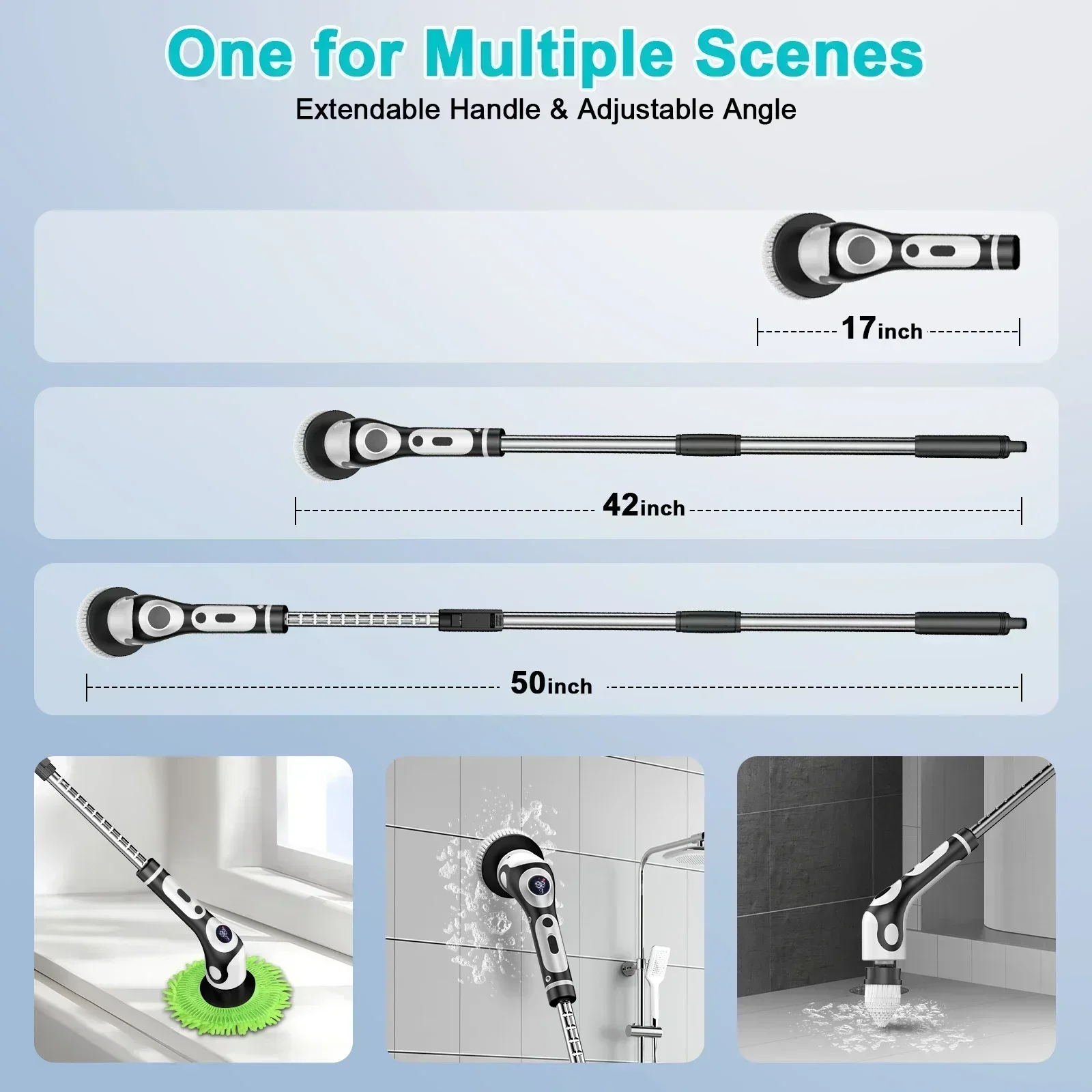 TINSOL 11-in-1 Multifunctional Electric Cleaning Brush Voice Rechargeable Smart Rotary Cleaning Brush Kitchen Cleaning Brush
