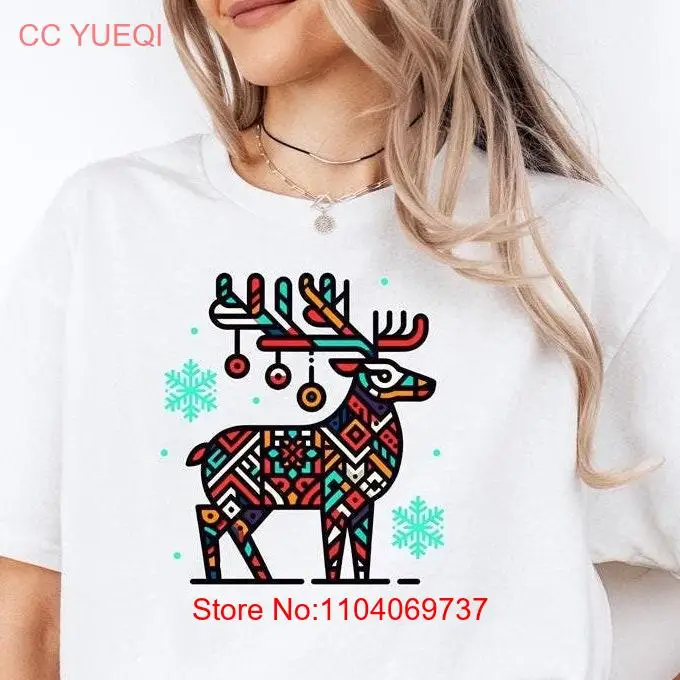 Reindeer Ornaments T shirt Happy Merry Christmas Snow Snowflakes Deer Festive Costume Seasonal Holiday Santa Claus Sleigh