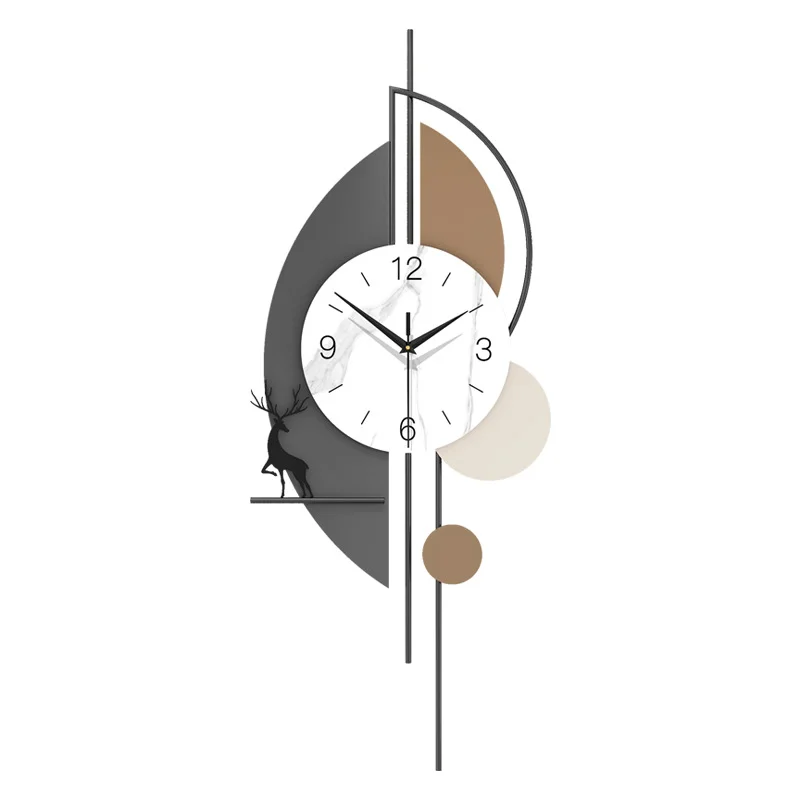 Modern creative clock, living room, high-end decoration clock silent clock, no need to drill holes, wall mounted clock