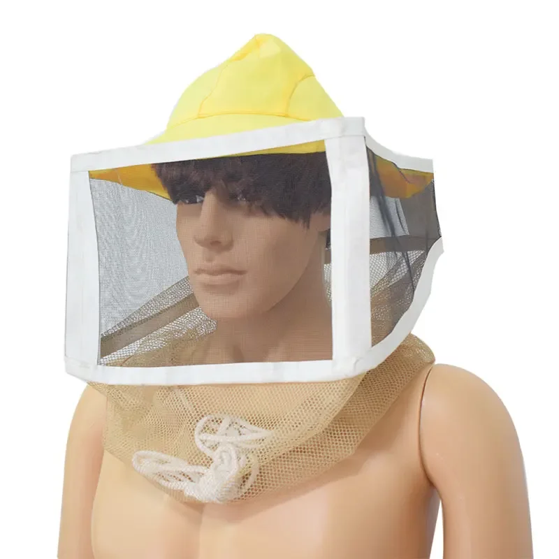 Beekeeping Suits Full Face Hat Fiber Protector Cap Beekeeper Fly Insect Net Sting-Less Binding Square Folding Veil Anti Bees Hat