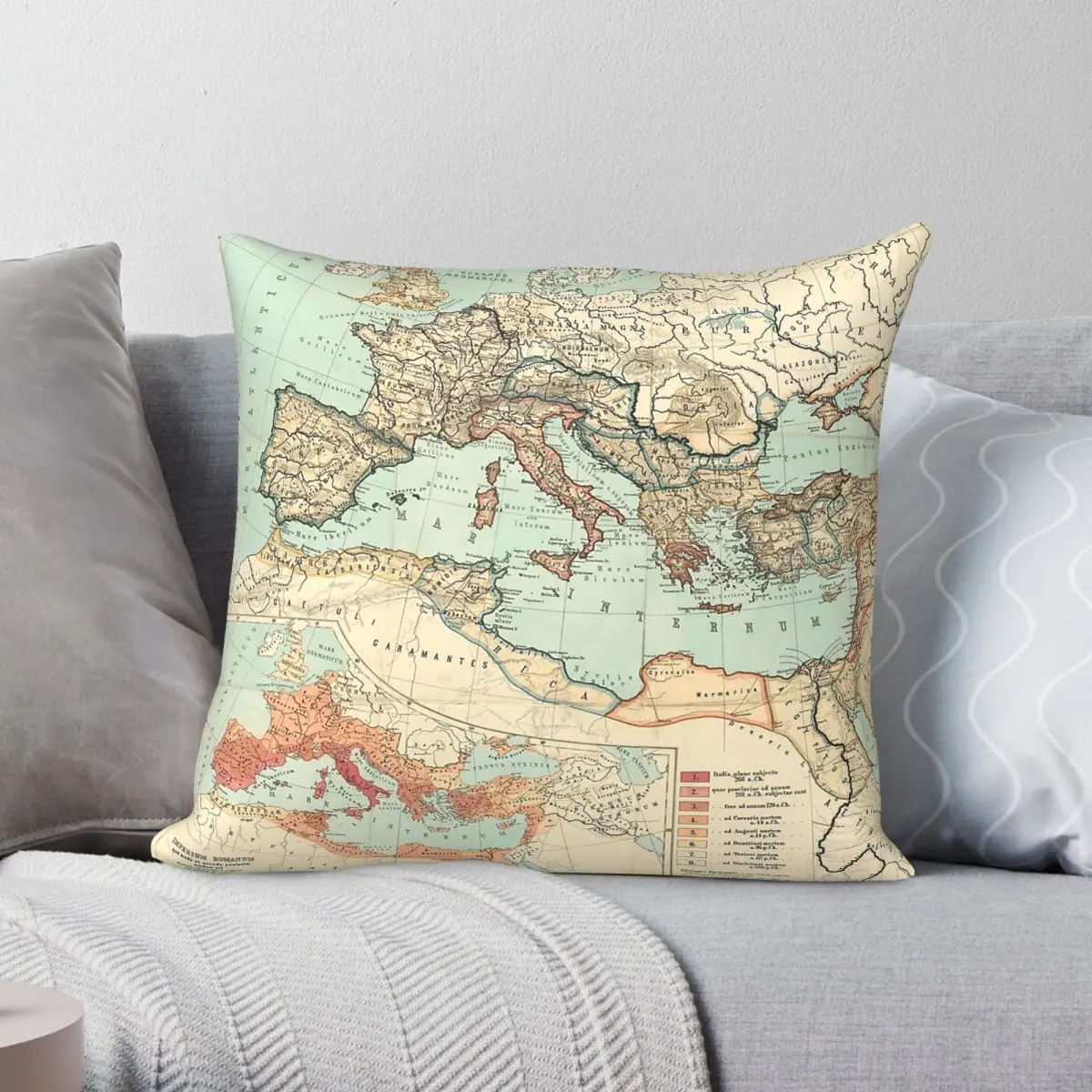 Vintage Map Of Roman Empire Square Pillowcase Polyester Linen Velvet Printed Zip Decor Pillow Case Home Cushion Cover