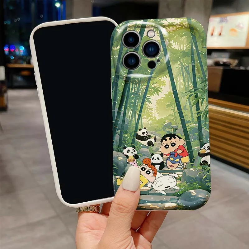 

Hot S-Shin-chanS Fashion Phone Case For Apple iPhone 16 16E 15 14 13 12 11 XR XS X Pro Max Plus Wave Oil Cover Soft Funda