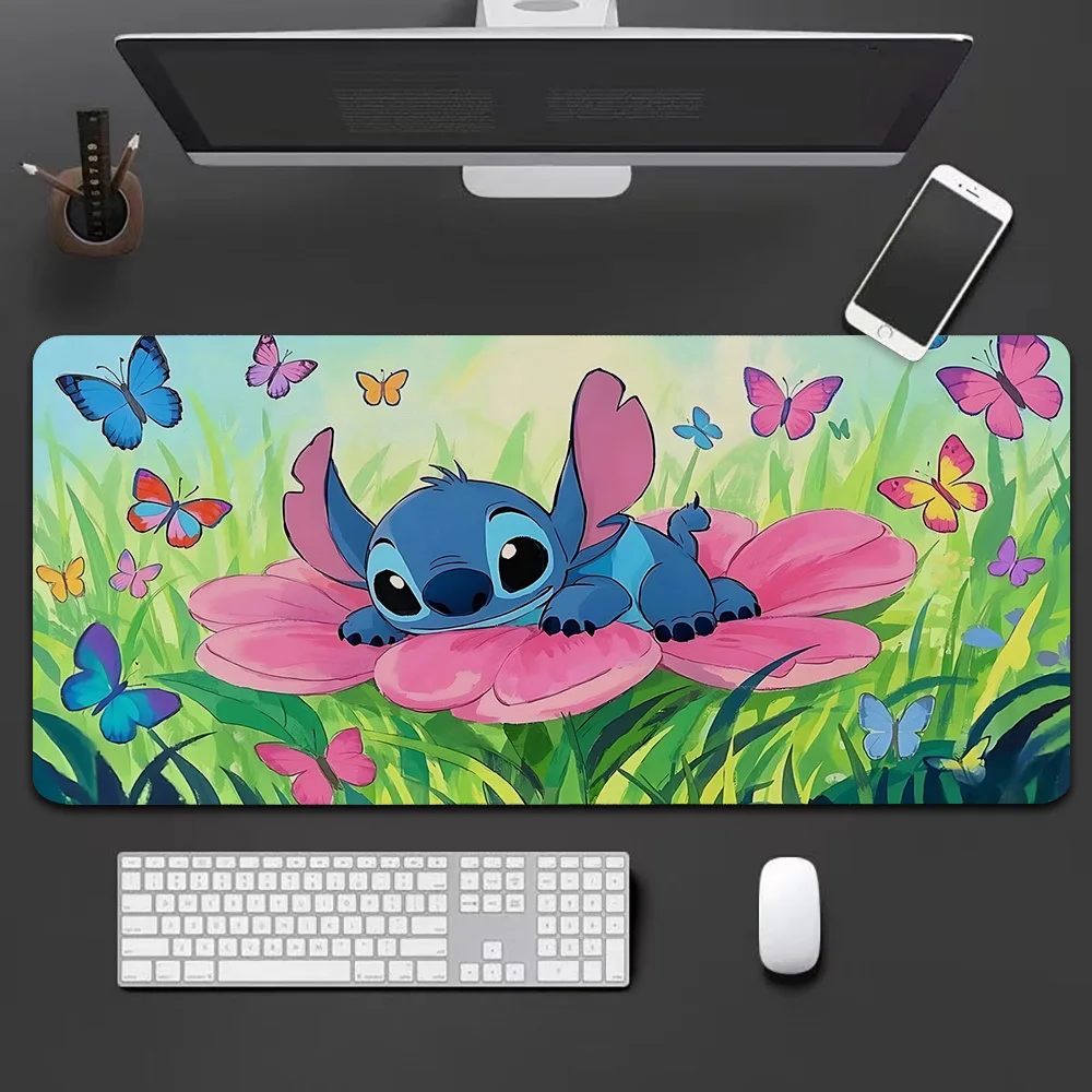 Karakter Kartun Disney Kawaii Stitch, Kupu-kupu Monster Biru, Alas Mouse Gaming Besar dengan Ilustrasi Gambar Tangan, Pri HD Keren