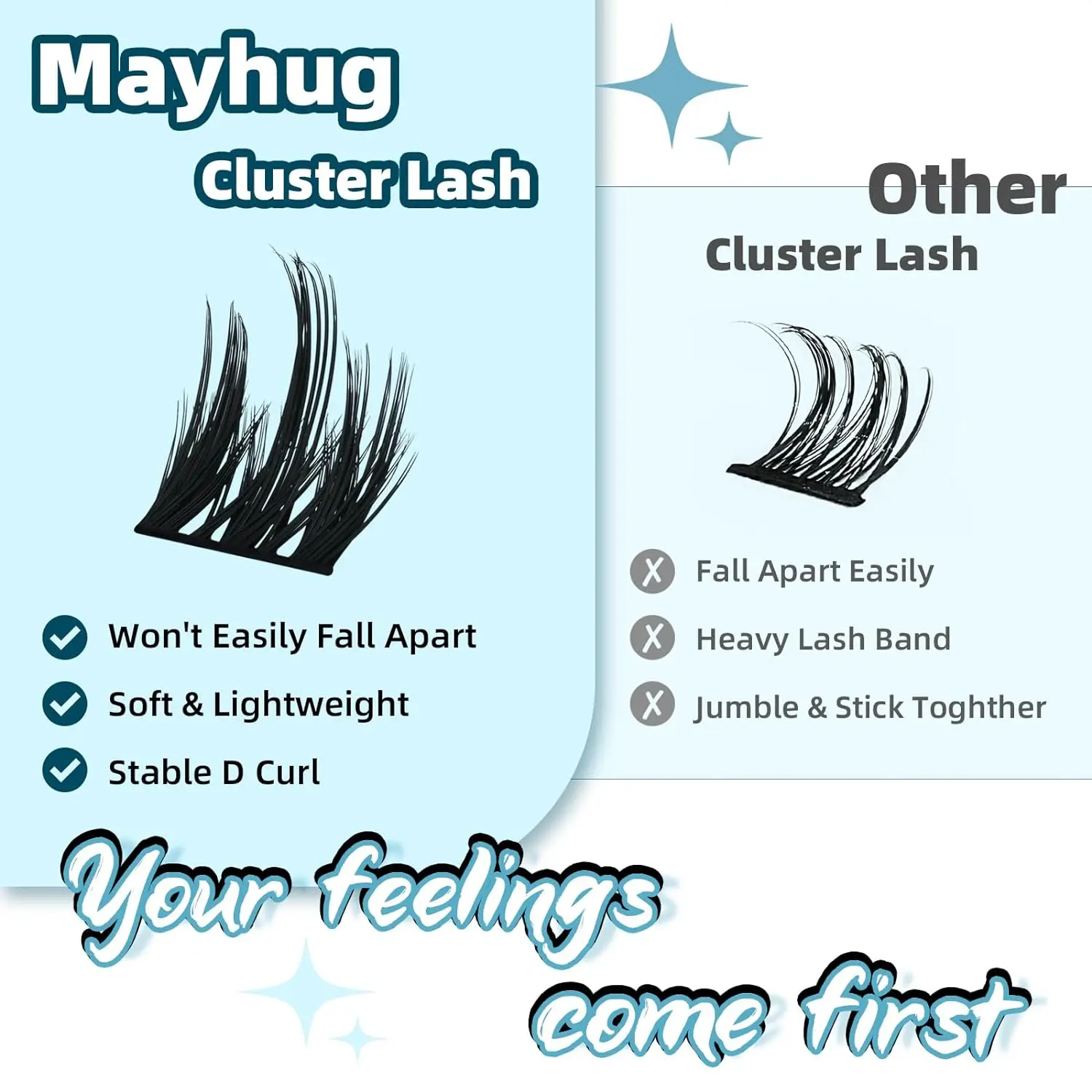 Mayhughug Wimperclusters 120Pcs 8-16Mm Valse Wimpers, Wimperclusters Extensions, Zachte Upgrade Lash Diy Thuis (Lieve Baby)