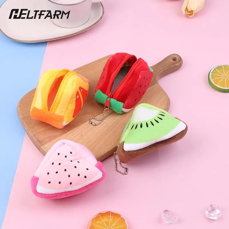 Cute Fruit Wallet Plush Coin Purse Women Change Purse Money Bag Coin Purse Cartoon Fashion Sweet For Girl Gift Multifunction New