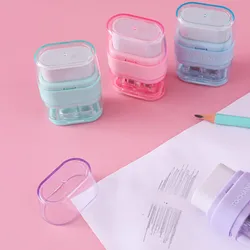 Sacapuntas creativo con gomas de borrar, goma kawaii, suministros de papelería para estudiantes y oficina, 2 en 1