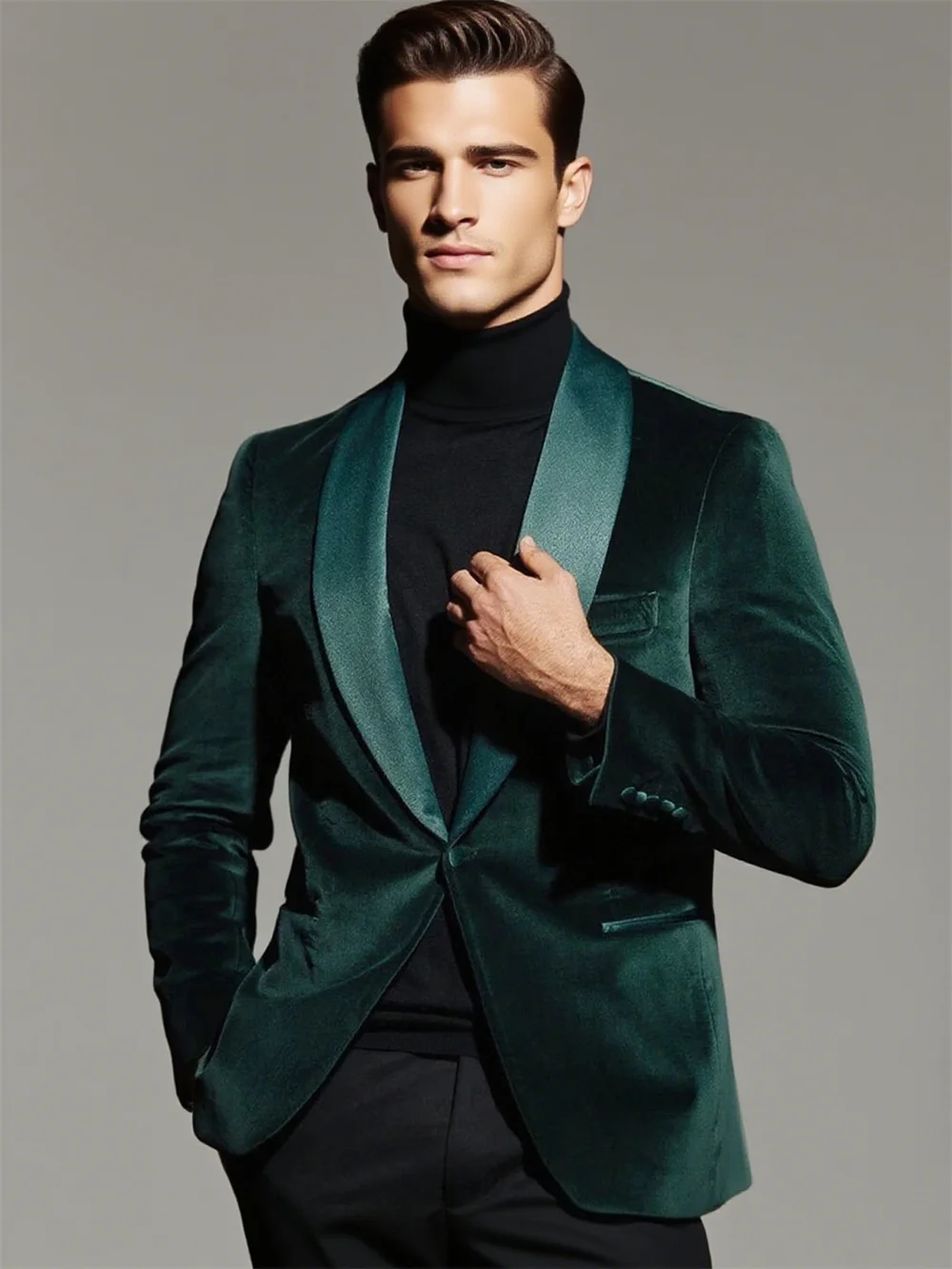 

Зеленый бархатный костюм для мужчин, куртка, синие мужские костюмы, смокинг, бархатная шаль, куртка с лацканами, смокинги для жениха, костюмы на заказ, бархатные пиджаки