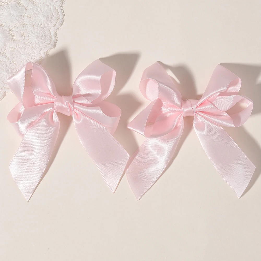 2 Stück/Set Kinder-Haarspangen Einfarbige Schleifenclips für Mädchen Zarte Bandschleifen Haarnadeln Kinder-Haaraccessoires – Detail 13