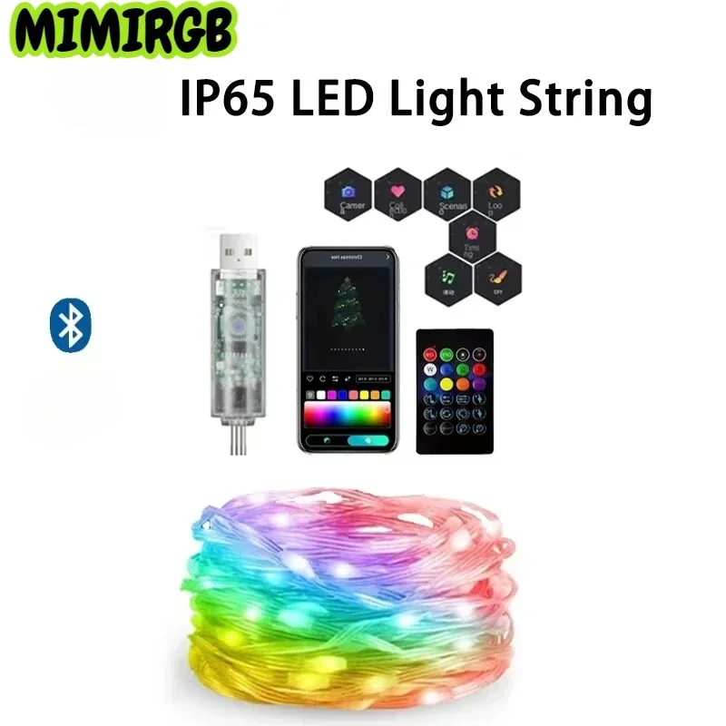 شريط إضاءة USB ذكي RGB سلسلة بلوتوث لون الحلم ضوء 5 فولت عيد الميلاد حفلة عيد ميلاد جارلاند ديكور أضواء الجنية للمنزل
