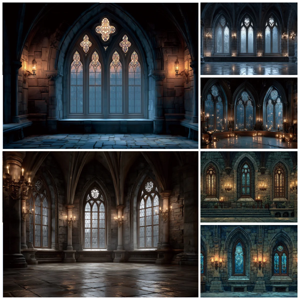 

Dark Old Castle Church Backgrounds for Photographs Halloween Decorations Night Window Brick Wall Decor Backdrop Shooting Props