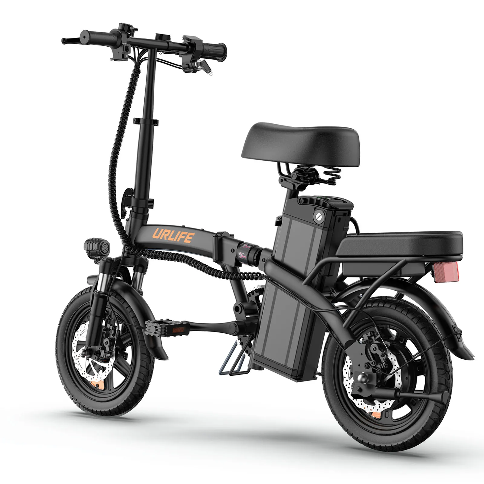 URLIFE F1L Unisex Elektrofahrrad 250W Motor Faltbar 48V 7,5AH Akku 14 Zoll City-Pendlerfahrrad mit Heckträger – Detail 19