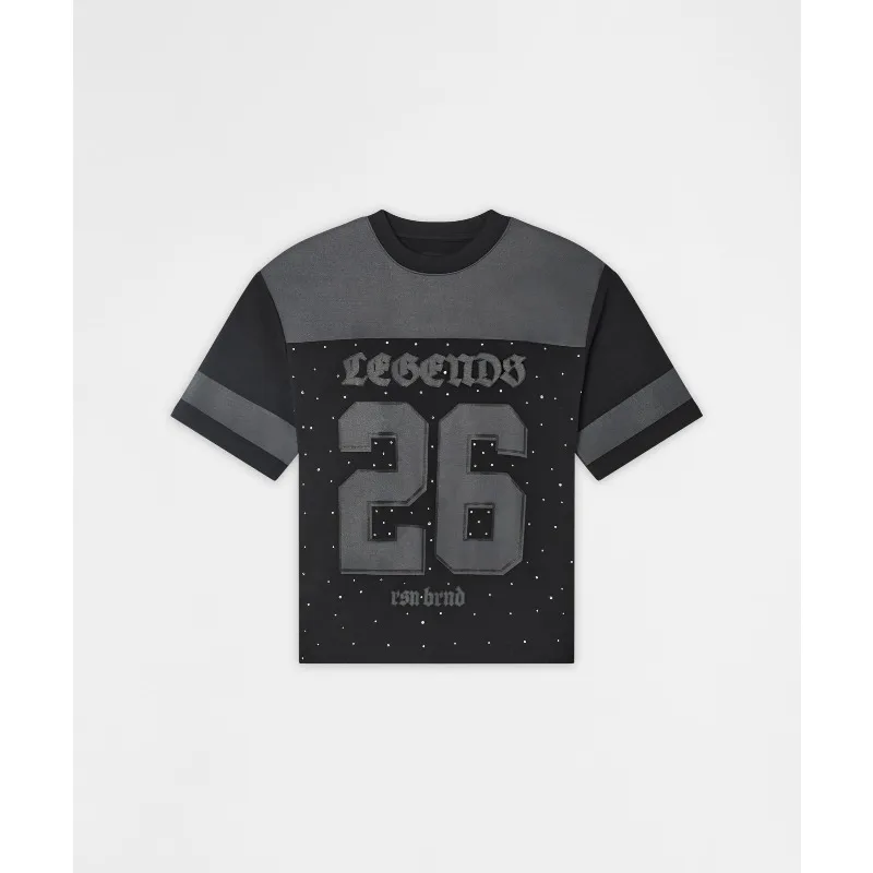 Camiseta de Futebol com Strass e Estampa Digital 3D, Camiseta Casual Esportiva Respirável de Manga Curta