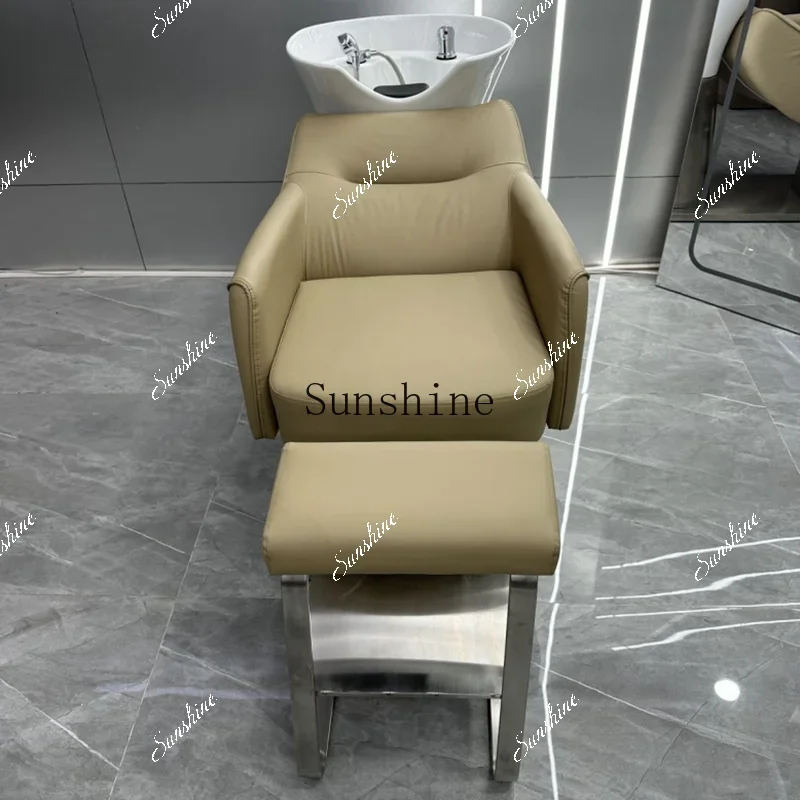 

Barber shop ceramic basin shampoo hair salon semi-reclining hair salon special massage bed TF