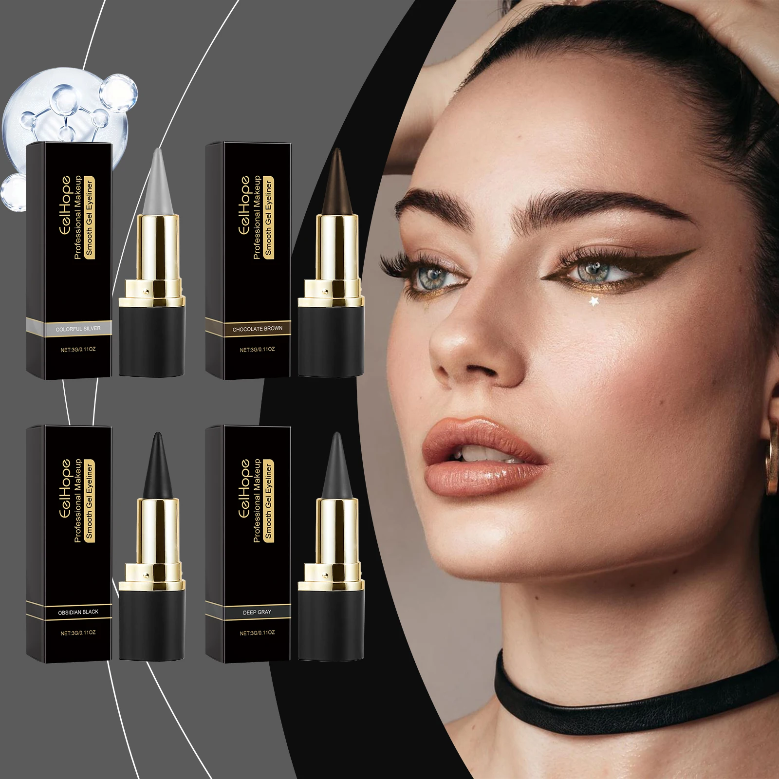 Delineador de ojos en gel suave, resistente al agua, de larga duración, altamente pigmentado, que agranda los ojos, multicolor, portátil, lápiz delineador de ojos, maquillaje diario