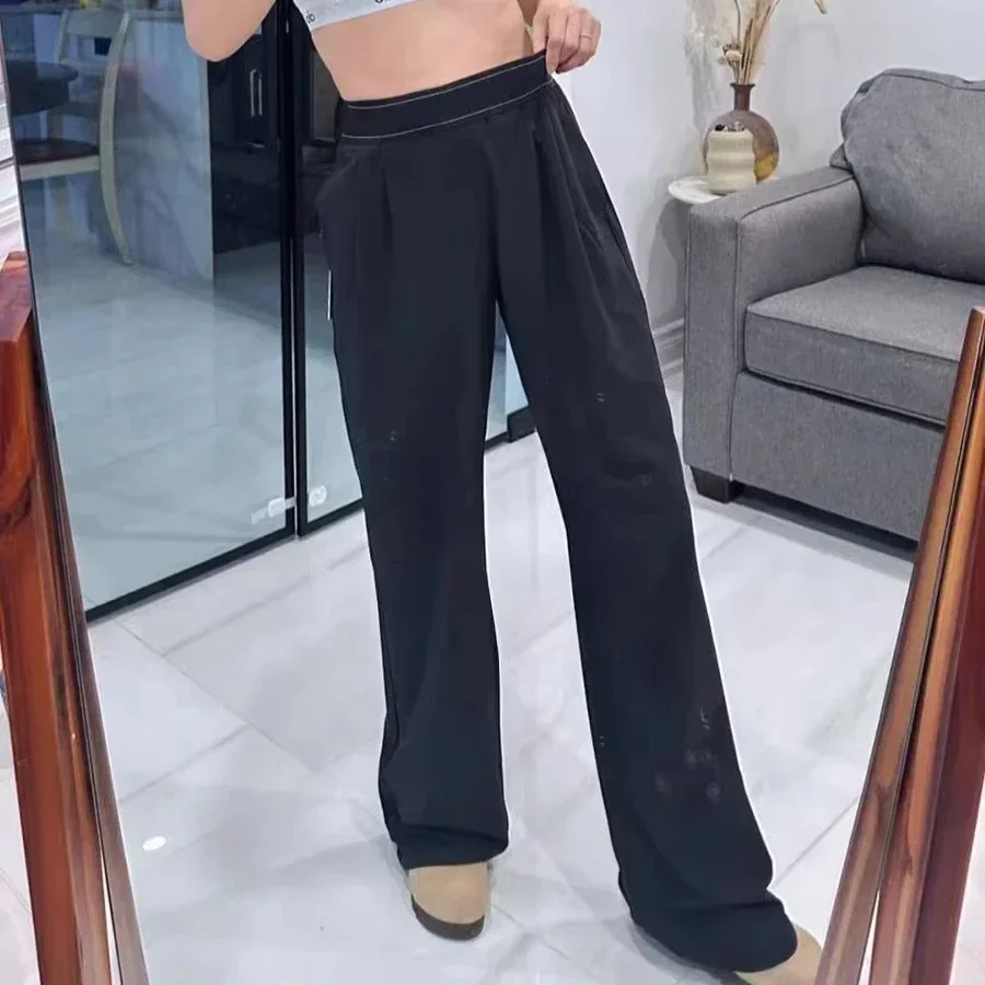 

@LO брендовые женские спортивные брюки с высокой талией для отдыха, модные брюки для фитнеса на открытом воздухе, йоги, повседневные прямые свободные широкие брюки