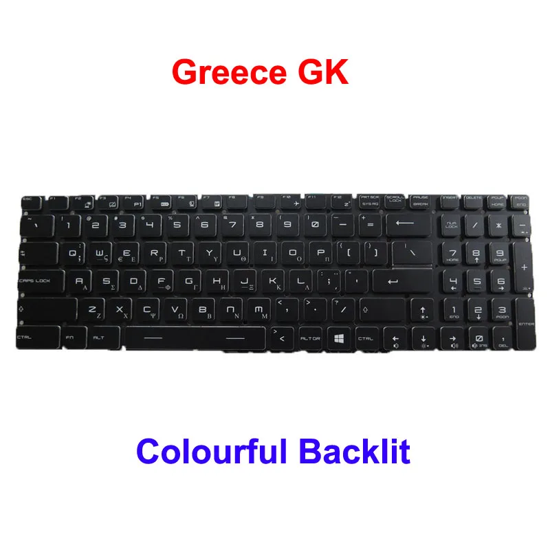 Laptop Per Key RGB Backlit Keyboard For MSI 9Z.NEKBN.B0L S1N-3EGR212-D10 S1N3EGR212D10 MS-16P1 Greece GK Black No Frame New