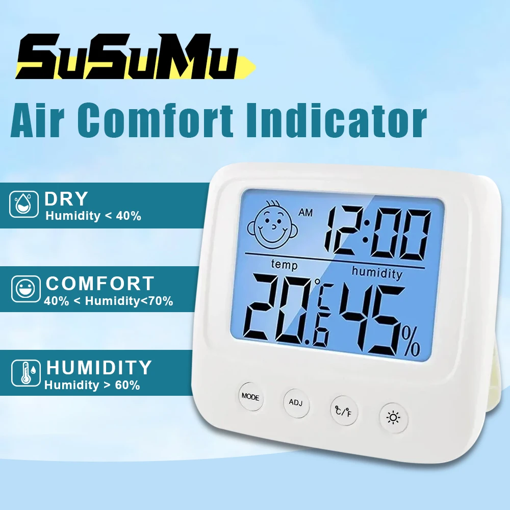 LCD Digital Temperature Baby Room Humidity Meter Sensor Smart Backlight Hygrometer Indoor Electronic Thermometer Weather Station