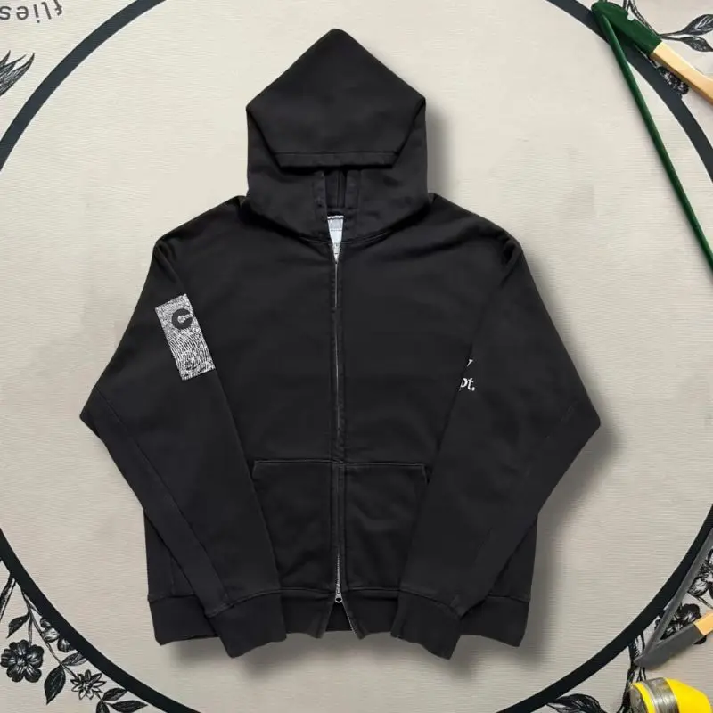 American Street Heavy Industry Embroidery Logo CAVEMPT Jacket Oversized Men Women Zipper Hooded Sweatshirt Casual CE Hoodies