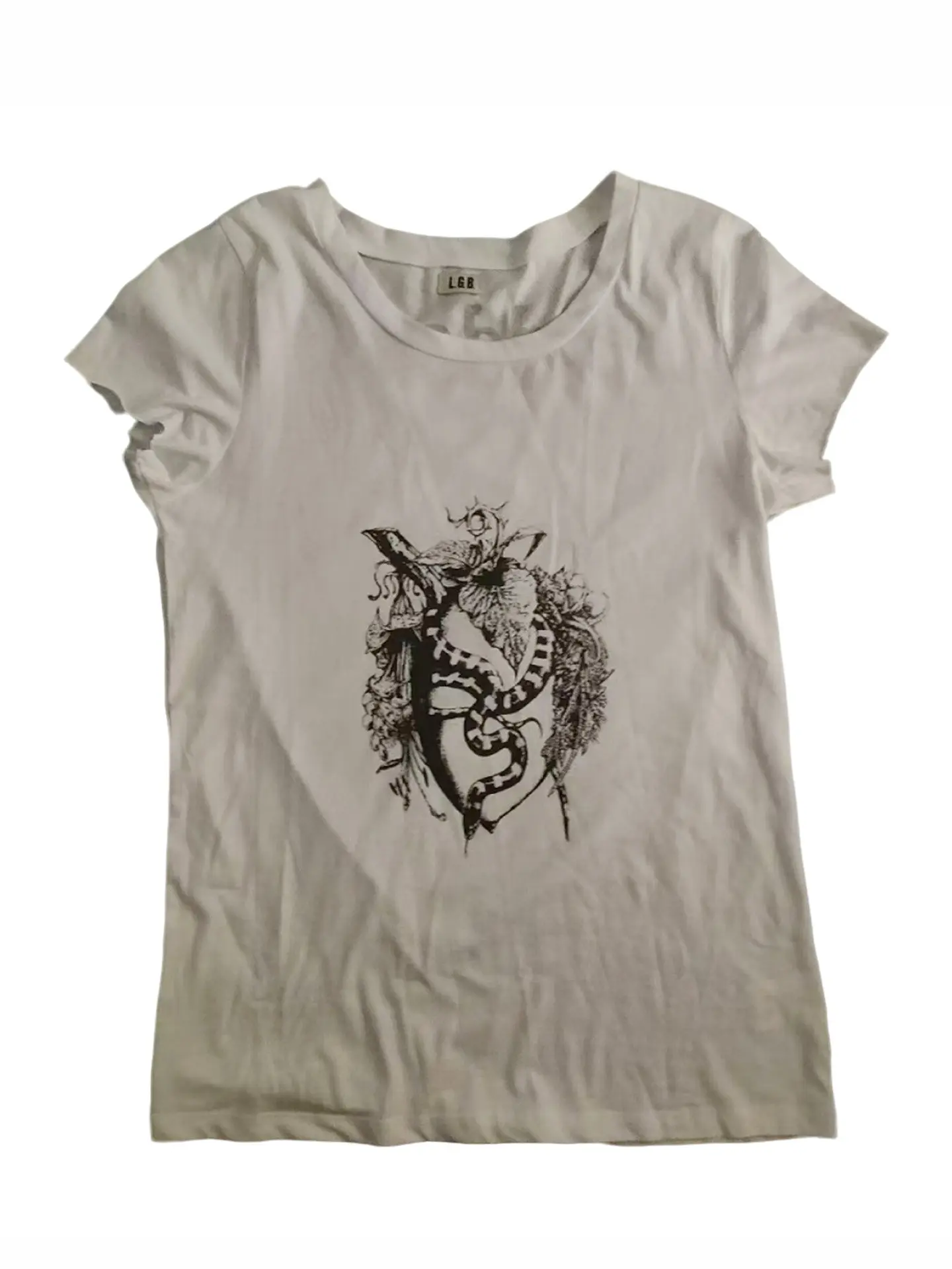 LGB Japanese snake fruit print street punk art style short-sleeved T-shirt