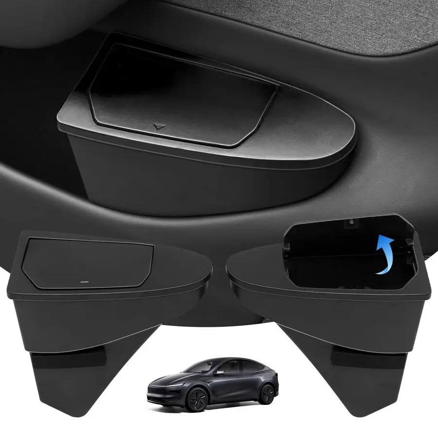 

Builtin Trash Can for Tesla Model Y Juniper 2026, FrontSeat Car Garbage Bin with PushOpen Lid, Premium Waterproof ABS Door Organ