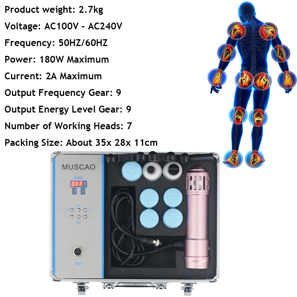 موجة الصدمة بتقويم العمود الفقري بندقية 2 في 1 ل ED مدلك آلة العلاج بالمستخدمين تحسين التهاب الأوتار الإغاثة الألم أدوات مساج جديد
