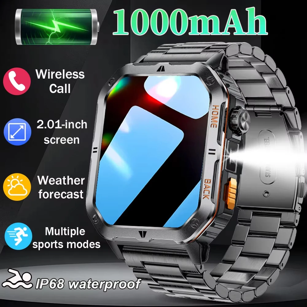 2025 nouveau militaire extérieur 1000 mAh batterie montre intelligente hommes GPS sport fréquence cardiaque IP68 étanche BT appel Smartwatch homme xiaom