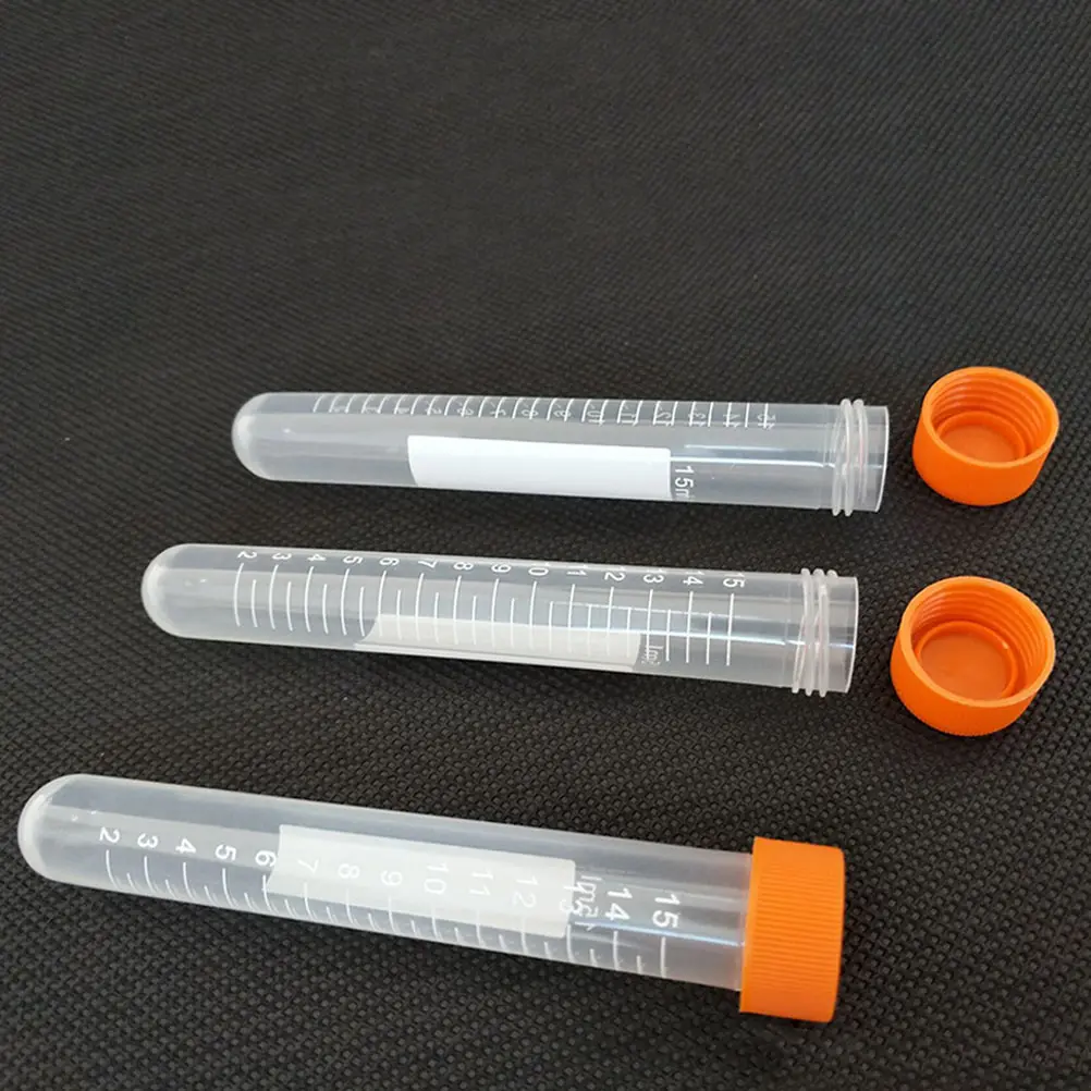 

100pcs 15Ml Tubes Clear Pe Material Leak-Resistant Screw Cap Medical Laboratory Plastic Vials For Blood Analysis