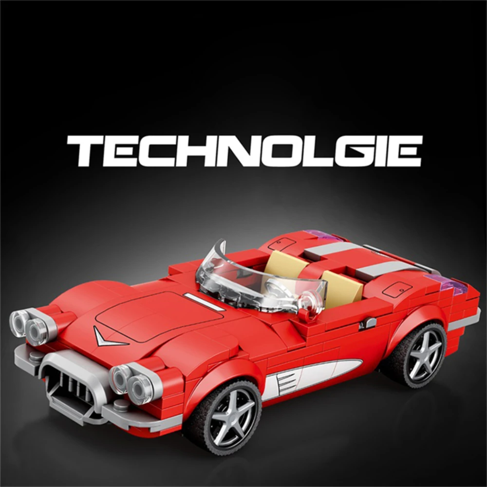 Red Convertible Sports Car Model Building Blocks Set, 311 PCS Racing Vehicle Bricks Collection Toy Kit for Adult Kid Boy 8+