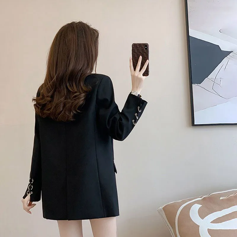 2024 Spring Autumn New Vintage Chic Blazer Women Outwear Fashion Loose Long Sleeve Oversize 3XL Professional Blazer Jacket Tops